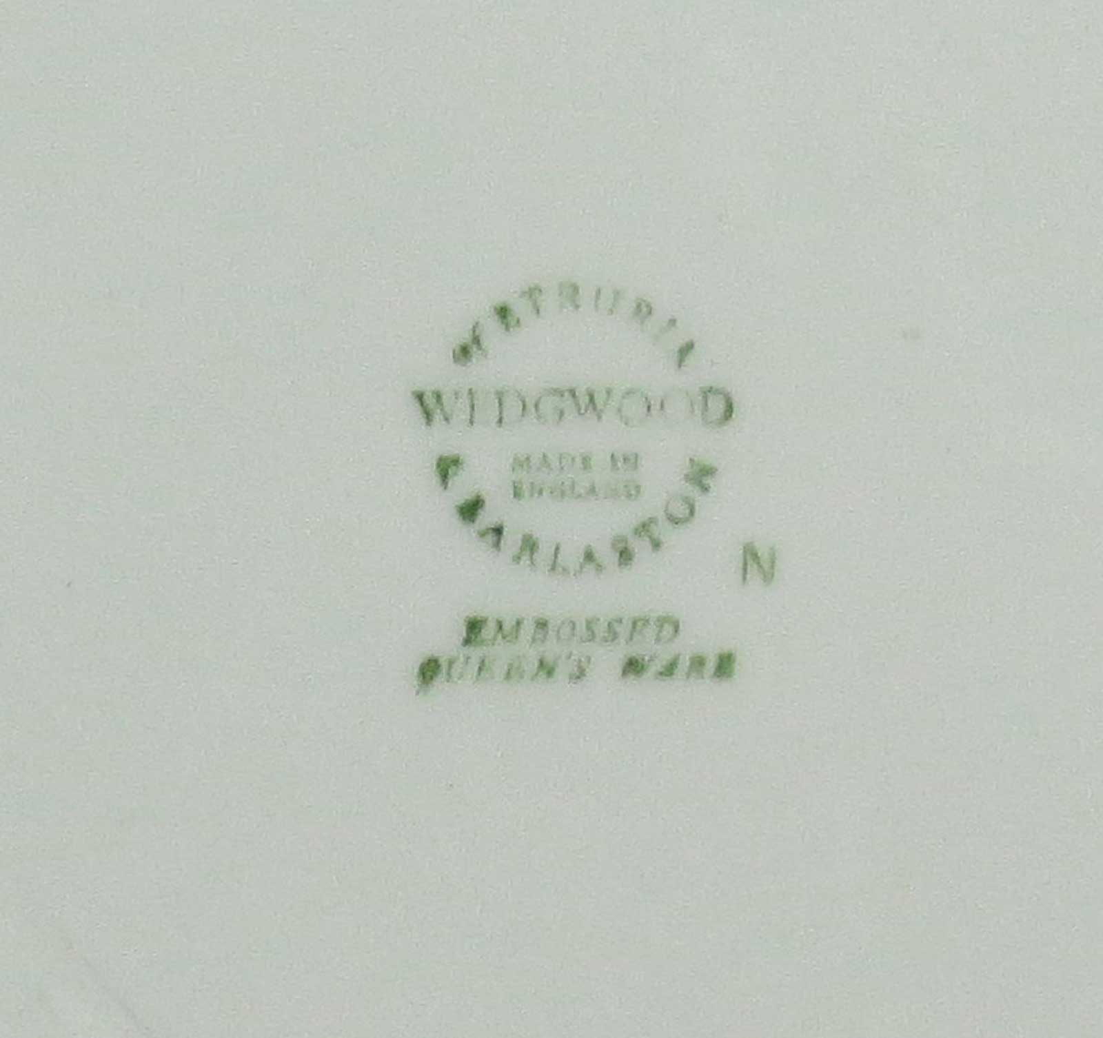 WEDGWOOD Made in England Embossed QUEEN'S WARE Mark