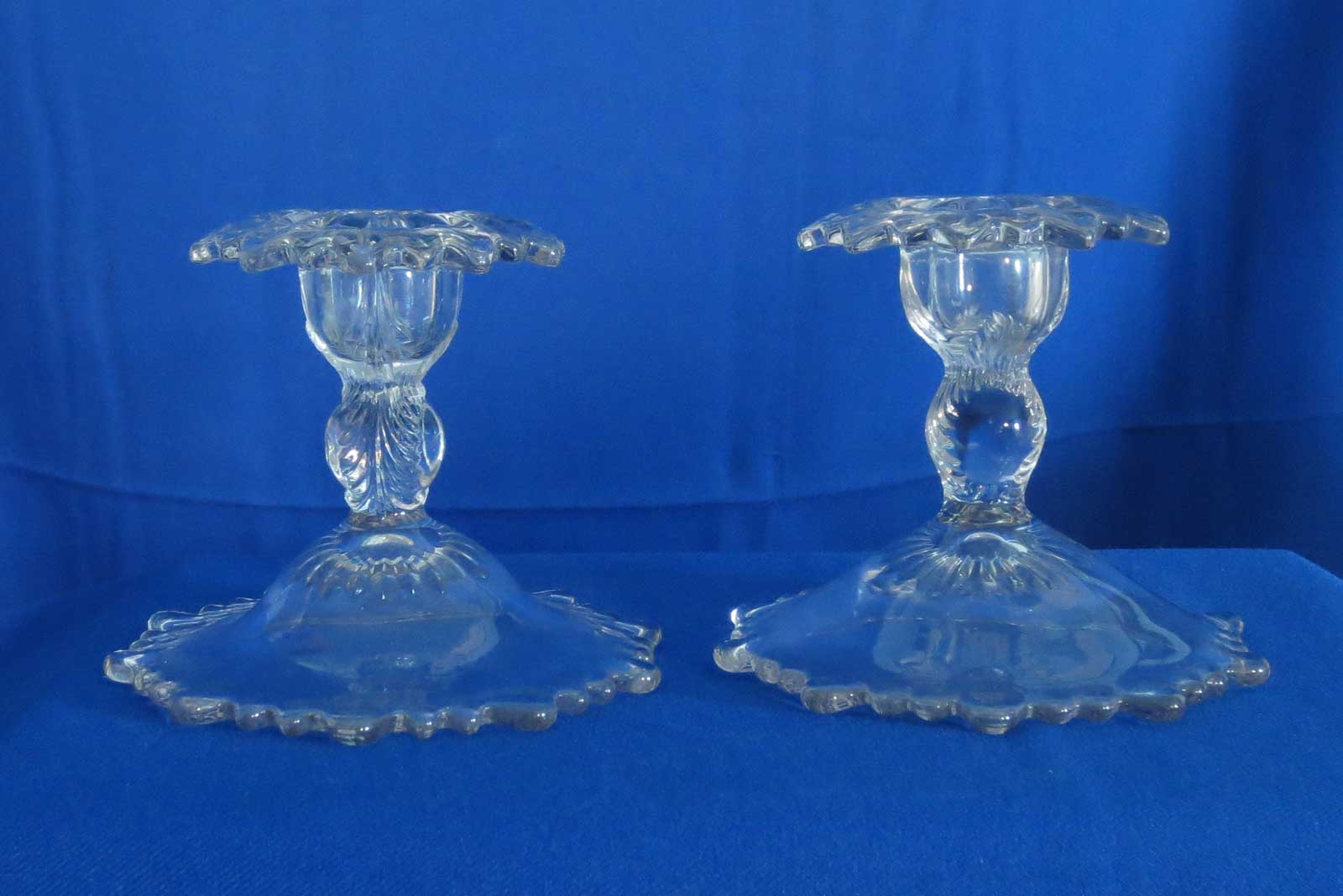 Cambridge Martha Clear Candle Holders Pair 494 Floral Crystal Product 3600 USA